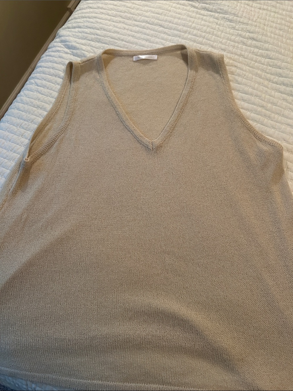 Women's V-Neck Gauzy Sweater in Beige